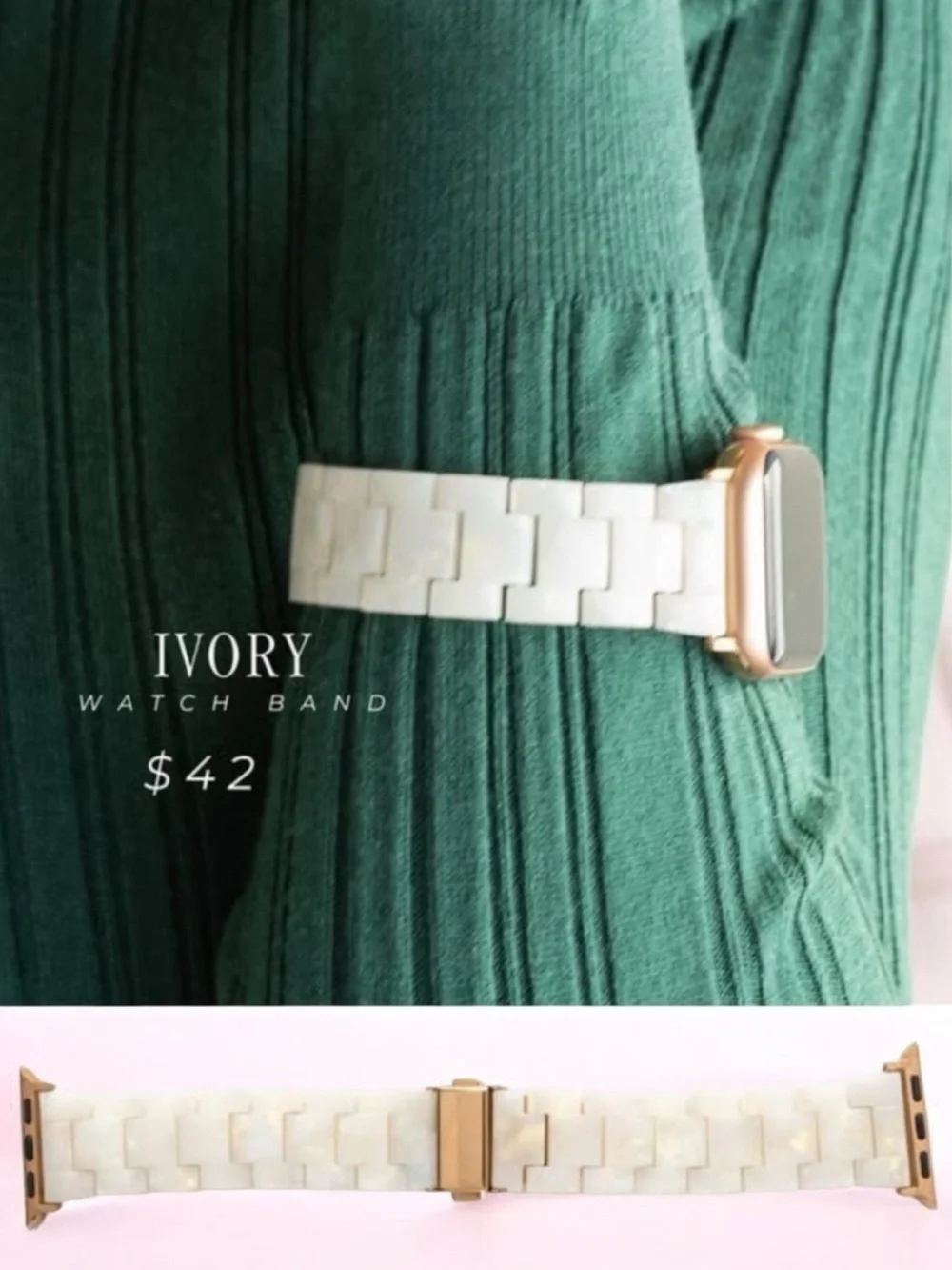 Ivory Apple Watch Band for Smartwatches 38mm to 41mm
